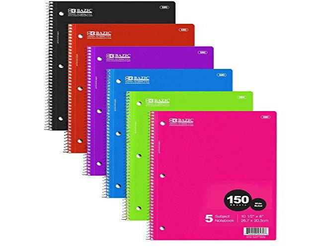 Bazic 580- 24 withR 150 Ct. 5- Subject Spiral Notebook- Pack of 24