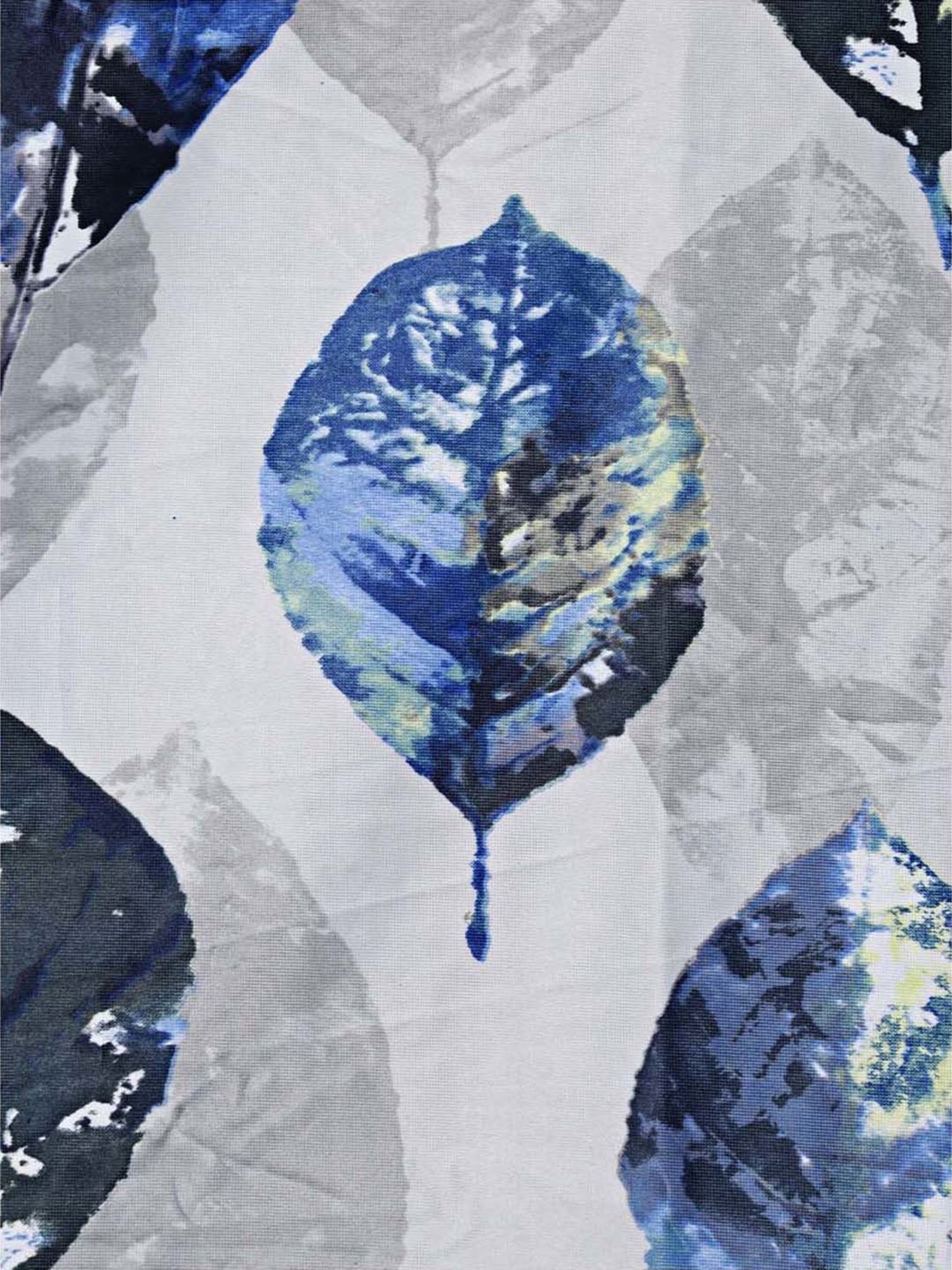 Swayam Cream & Blue Printed Faux Silk Door Curtains - Set of 2