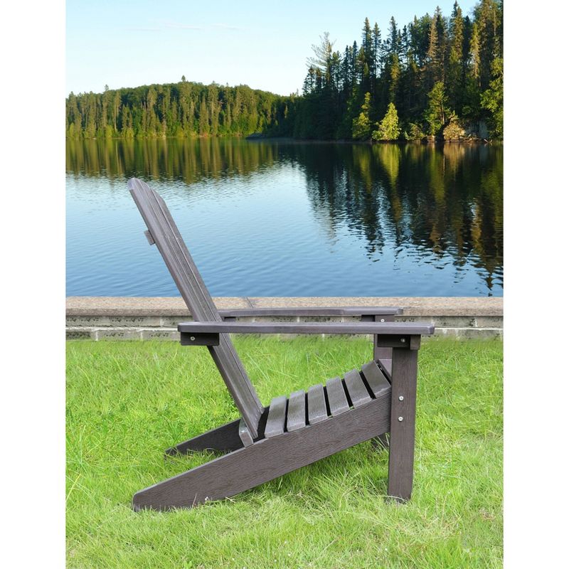 Lakeside Faux Wood Adirondack Outdoor Portable Chair Espresso - Merry Products
