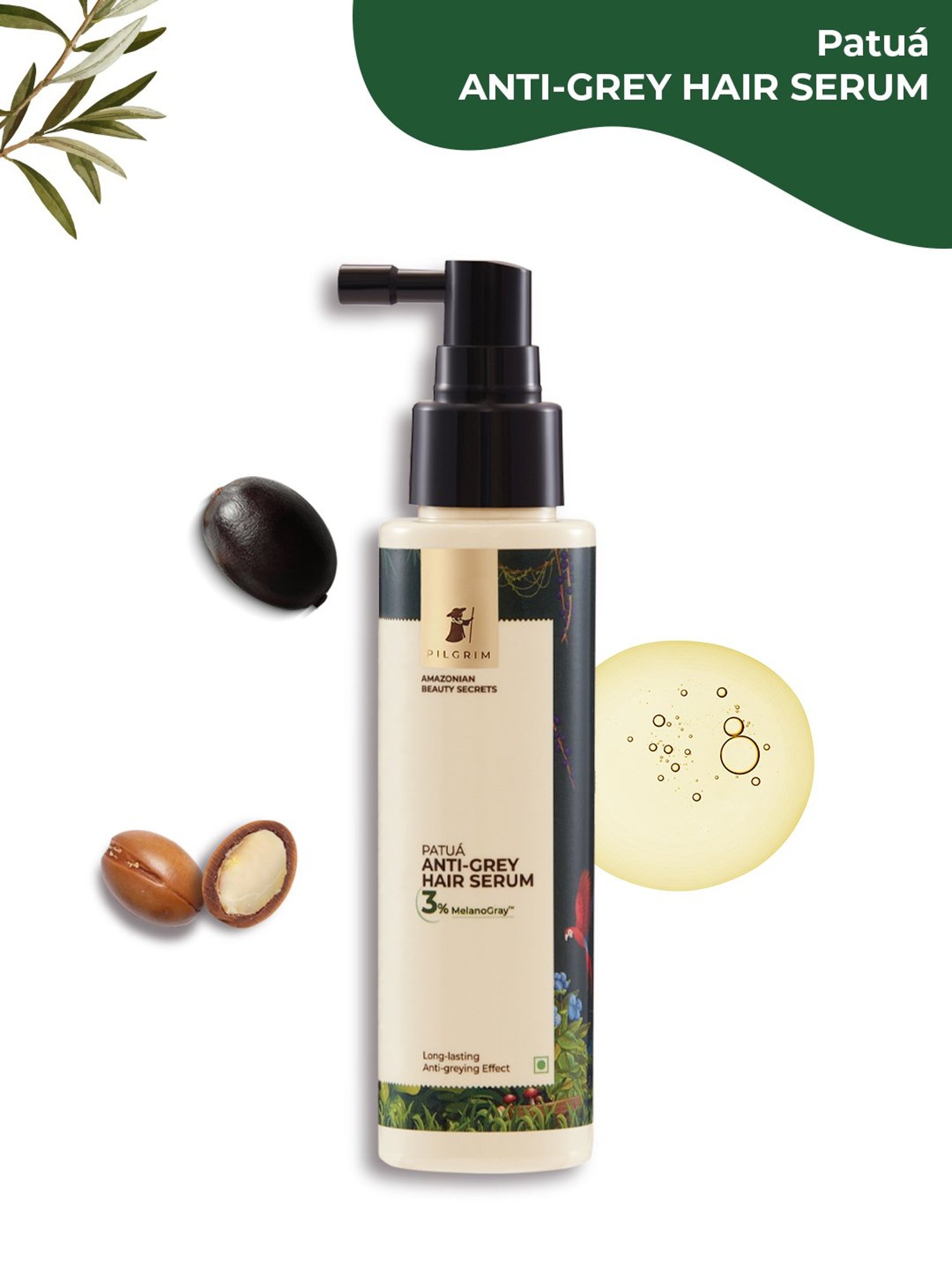 Pilgrim Patua Anti-Grey Hair Serum with 3% Melanogray - 90 ml