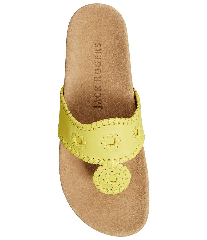 Jack Rogers Jacks Comfort Leather Whipstitch Detail Thong Sandals