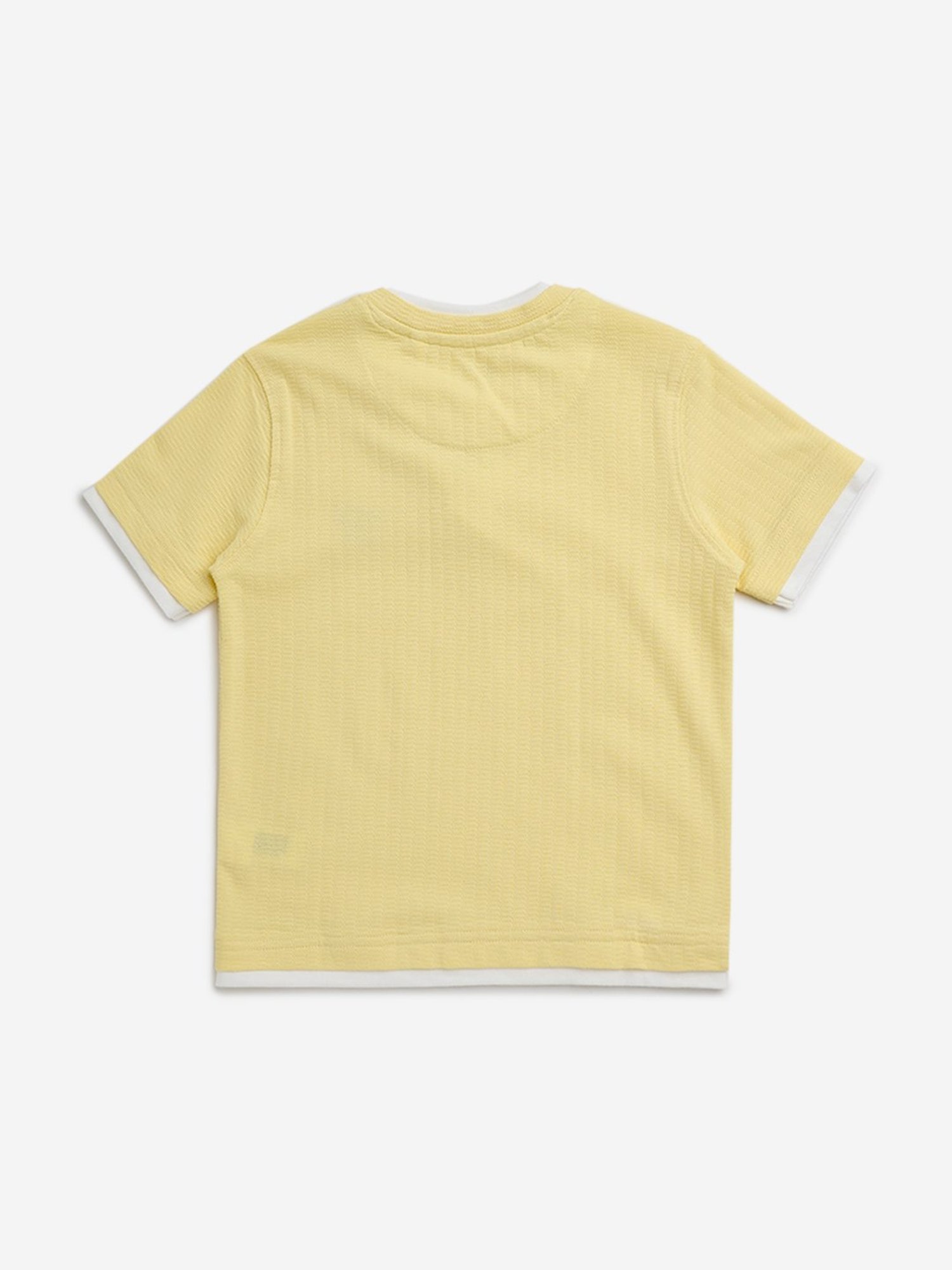HOP Kids by Westside Yellow Textured Cotton T-Shirt