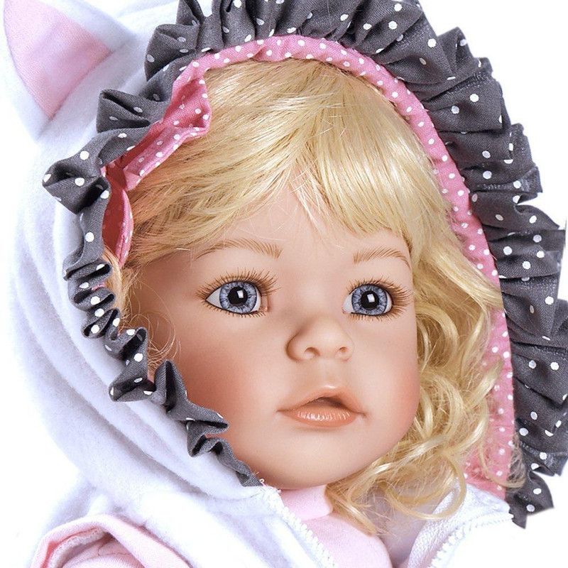 Adora Toddler Doll The Cat's Meow with cat themed outfit, hooded vest and fuzzy cat purse, 20 inches.