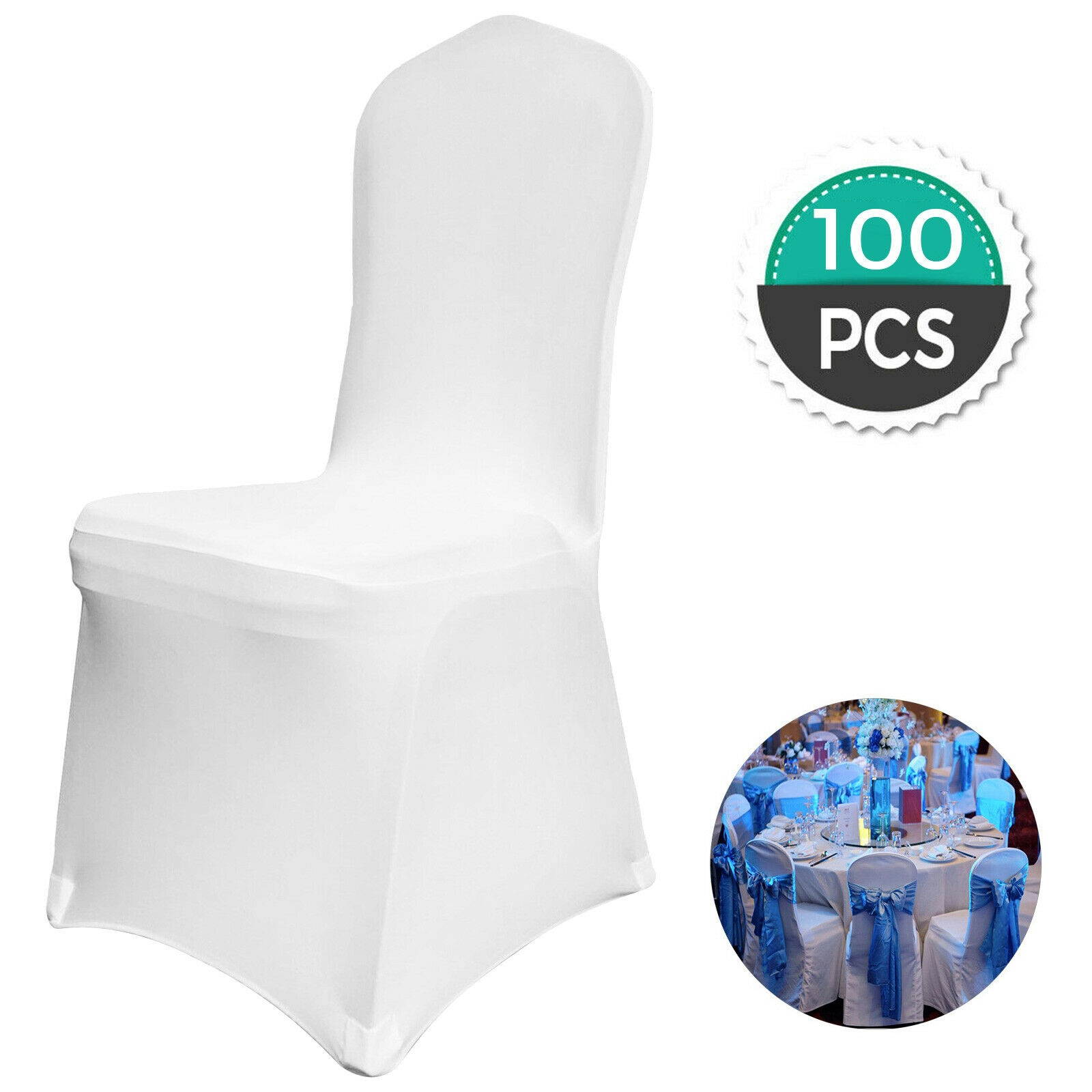 100PCS Spandex Stretch Chair Covers White for Wedding Party Banquet Decoron