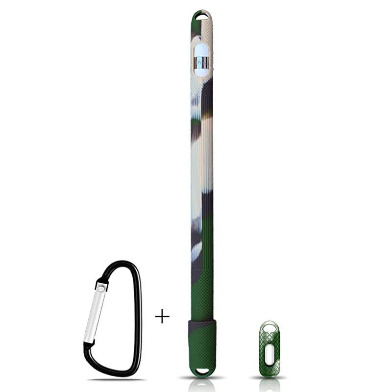 Silicone Case Compatible with Apple Pencil Holder Sleeve Skin Pocket Cover Accessories for iPad Pro,with Charging Cap Holder,Protective Nib Covers and Lightning Adapter Case (Camouflage)