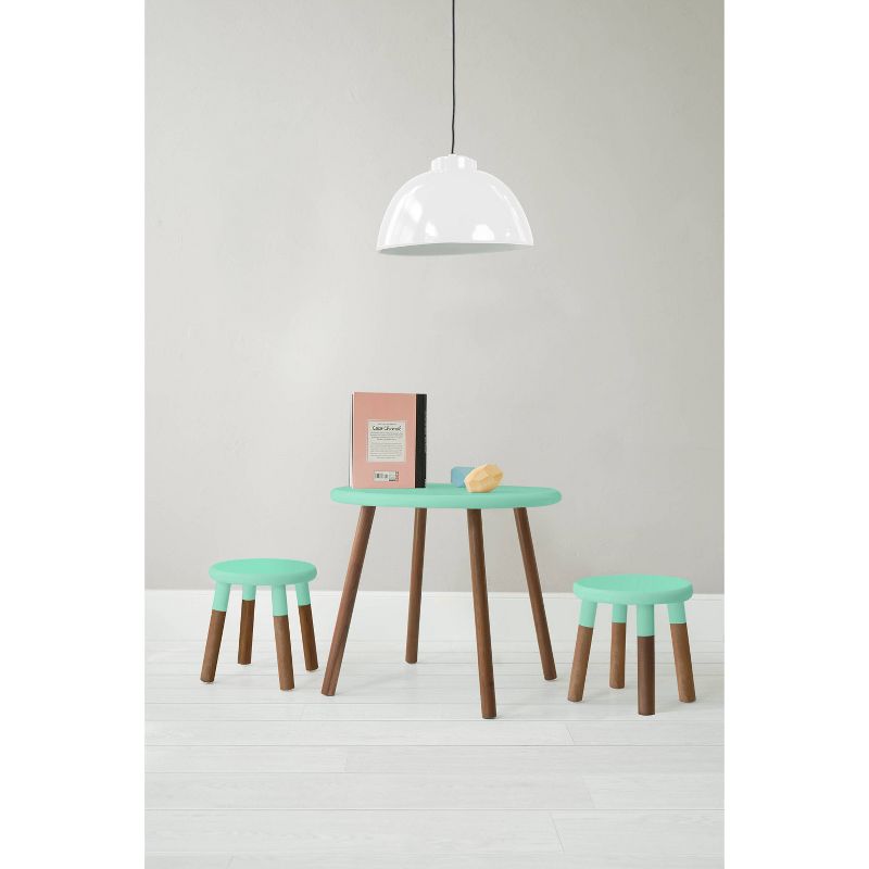 Set of 2 Peewee Wood Veneer Kids' Chairs Solid Walnut/Mint - Nico & Yeye