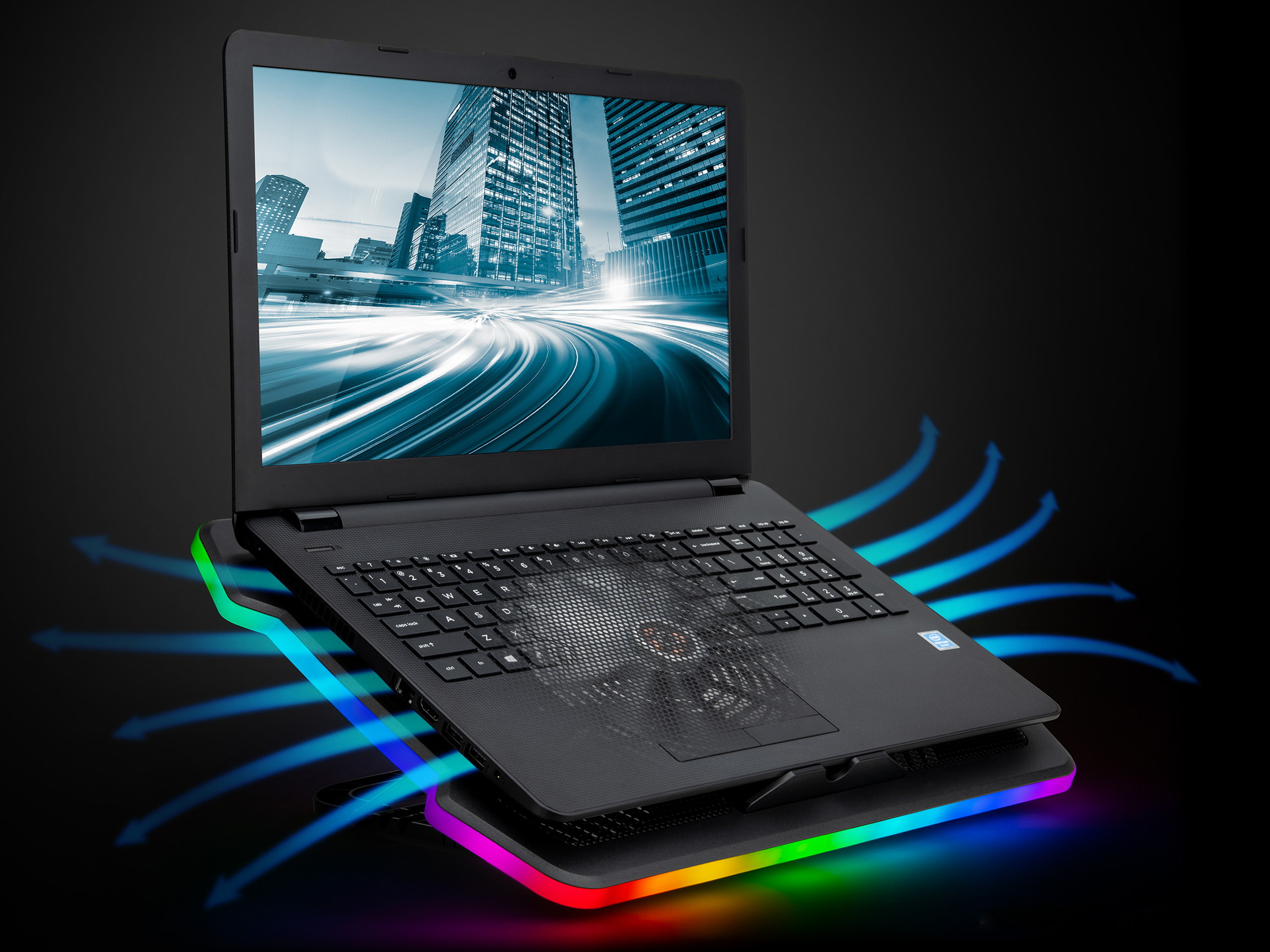 Laptop Cooling Pad, Laptop Cooler with 5 Quiet Red LED Fans for 12"-17" Inch Laptop, Dual USB 2.0 Ports, Portable Angle Adjustable Laptop Stand for Gaming Laptop-Green