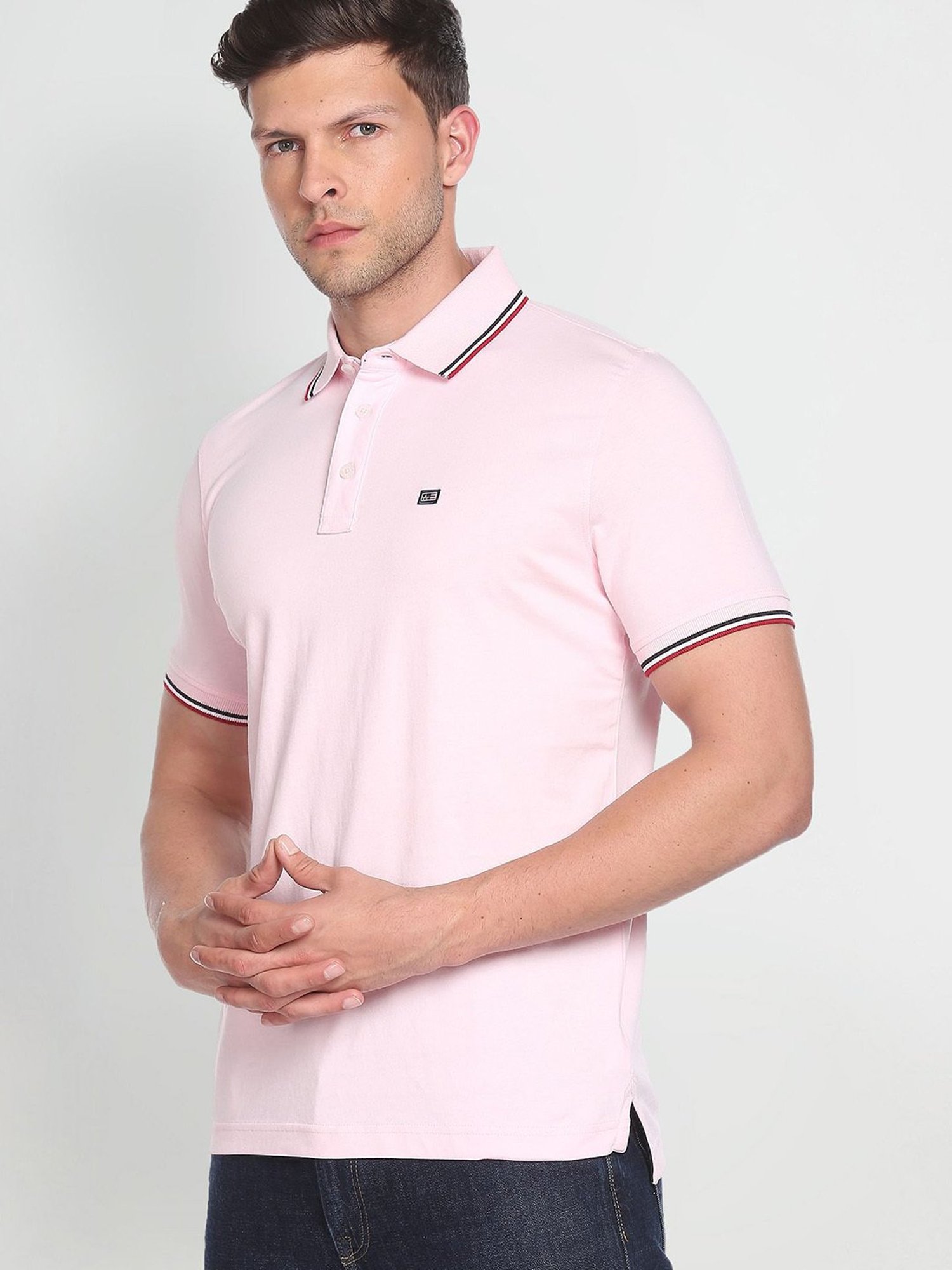 Arrow Sport Light Pink Cotton Regular Fit Polo T-Shirt