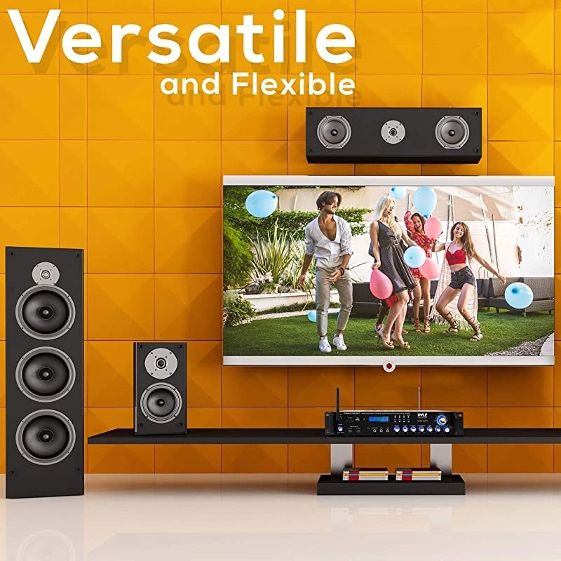 Bluetooth Home Audio Power Amplifier -4 Ch. 3000W, Stereo Receiver w/ Speaker Selector, FM Radio, USB, Headphone, 2 Wireless Mics for Karaoke, Great for Home Entertainment System -  PWMA3003BT.NEW