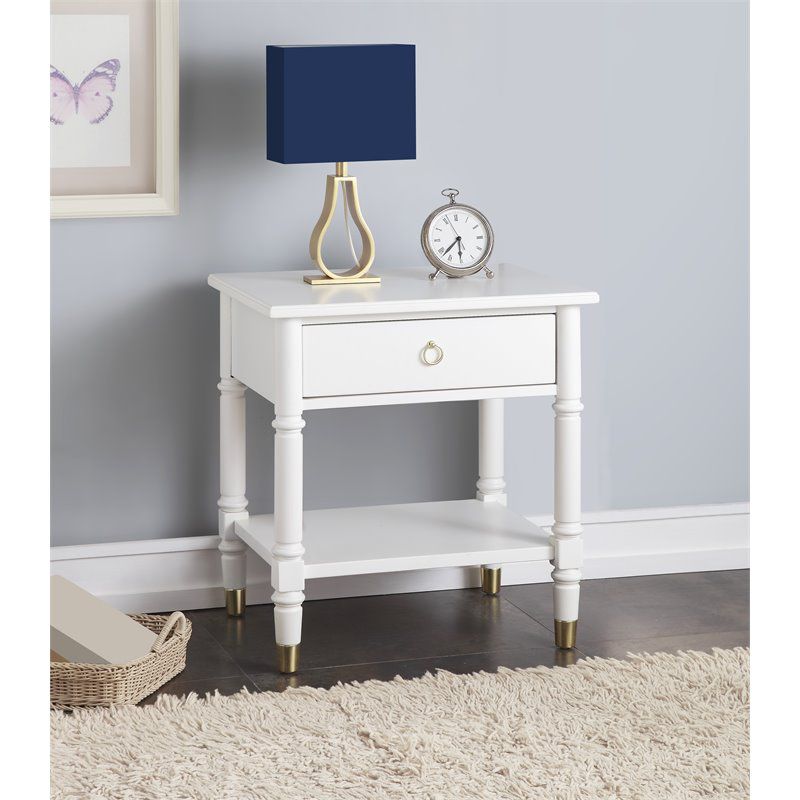 Jillian One Drawer Nightstand in White - Comfort Pointe