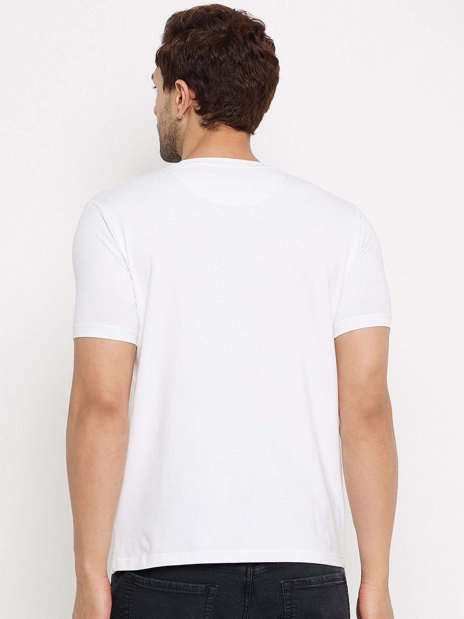 Duke White Slim Fit Printed T-Shirt