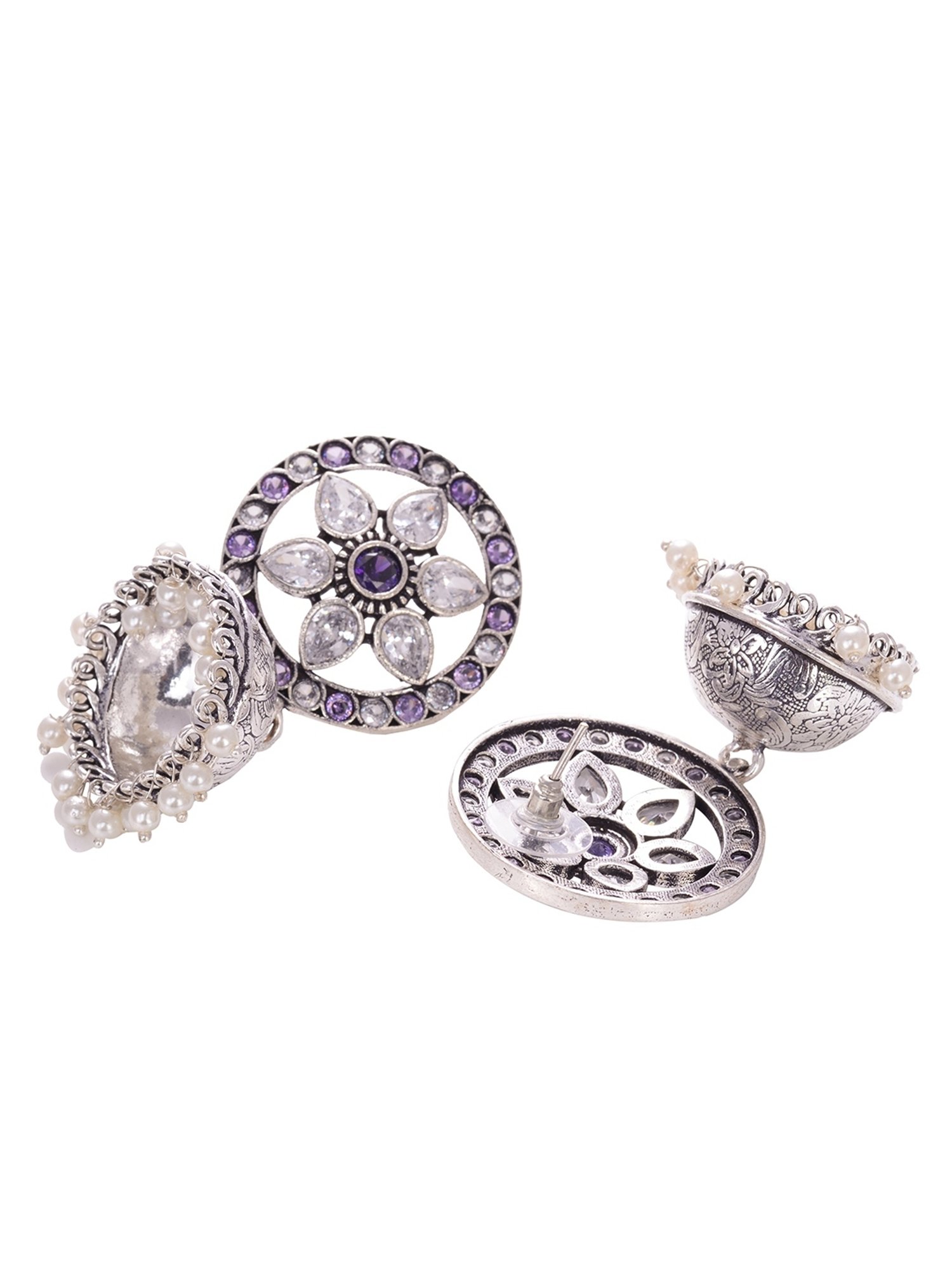 Saraf RS Jewellery Oxidised Contemporary Jhumka Earrings