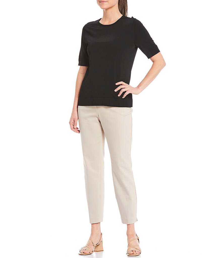Investments Petite Size Signature Yarn Short Sleeve Crew Neck Top