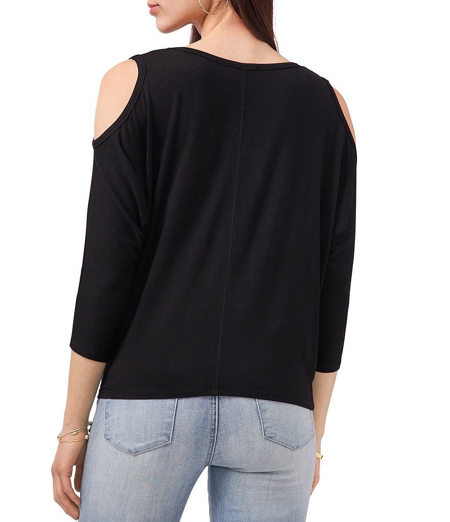 Vince Camuto Long Sleeve Cold Shoulder Tie Front Knit Top