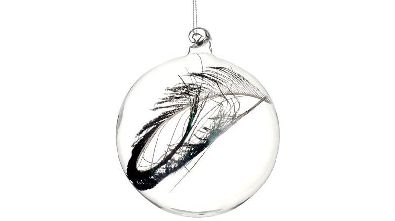 Allstate 4.75" Regal Peacock Glass Ball Christmas Ornament - Clear