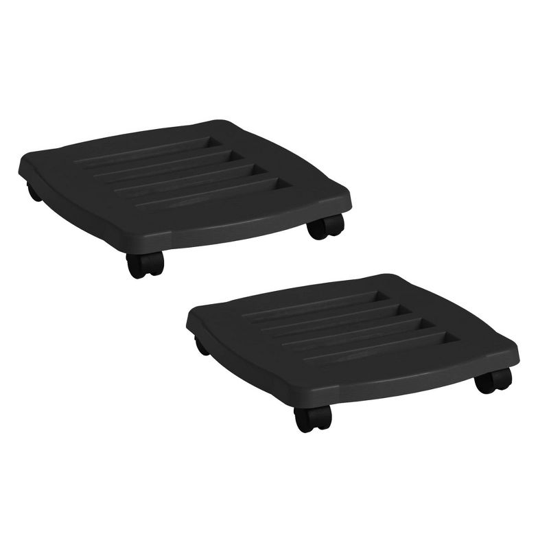 2.5" Indoor/Outdoor Square Planter Saucer Black - Bloem