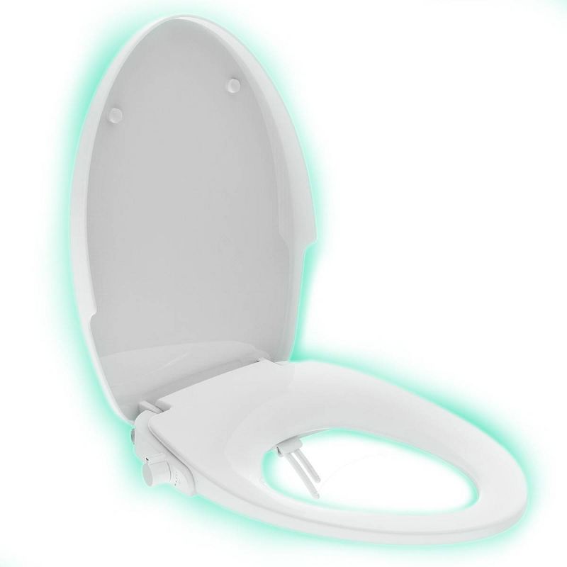 Night Glow Non-Electric Double Nozzle Spray Bidet Seat For Elongated Toilet White - evekare