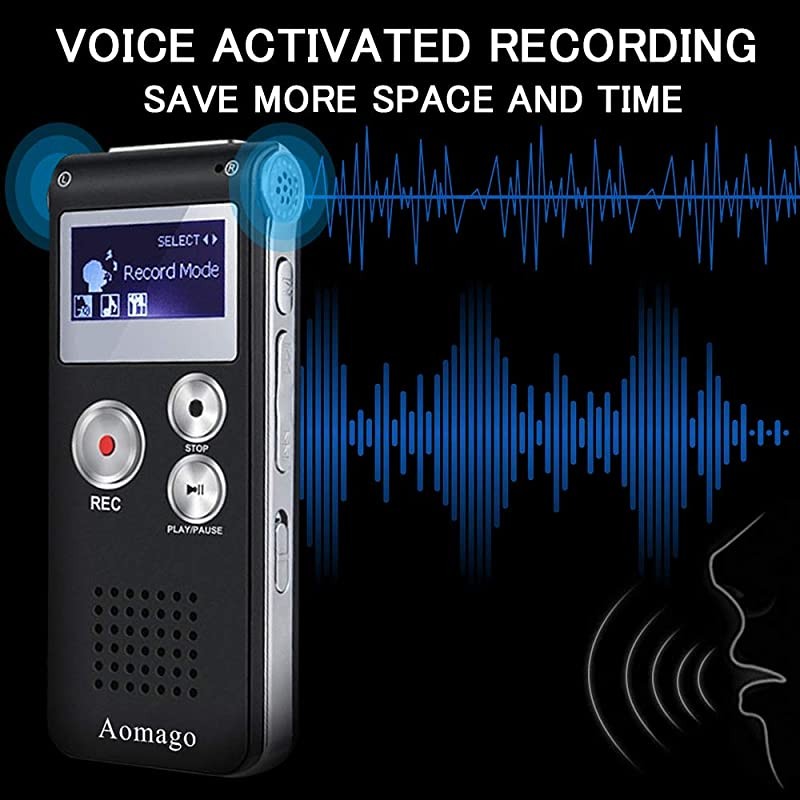 Digital Voice Recorder Voice Activated Recorder for Lectures Meetings Interviews  8GB Audio Recorder Mini Portable Tape Dictaphone with Playback USB MP3