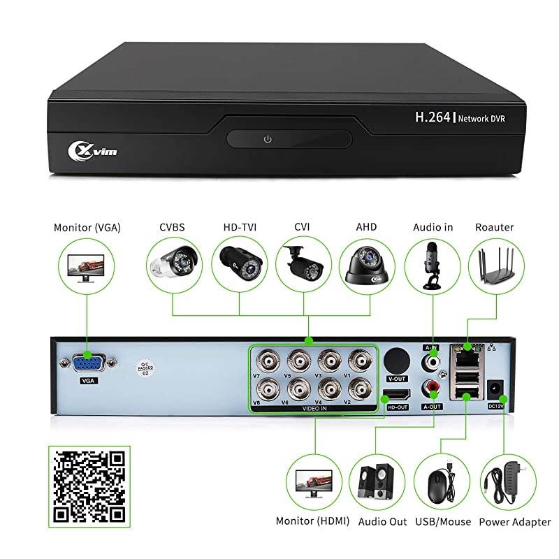 8CH 1080P Security Camera System Home Security Outdoor 1TB Hard Drive Pre-Install CCTV Recorder 4pcs HD 1920TVL Upgrade Surveillance Cameras with Night Vision Easy Remote Access Motion Alert
