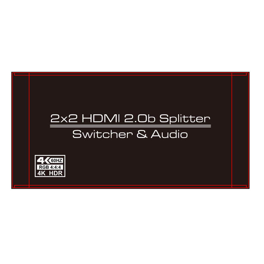 2 In 2 Out 4k@60Hz HDMI-compatible 2.0 Switch Splitter 2*2 Matrix 3D HDCP2.2 HDR HDMI-compatible Switcher with IR Remote Control 3.5mm Headphone & SPDIF Audio Output