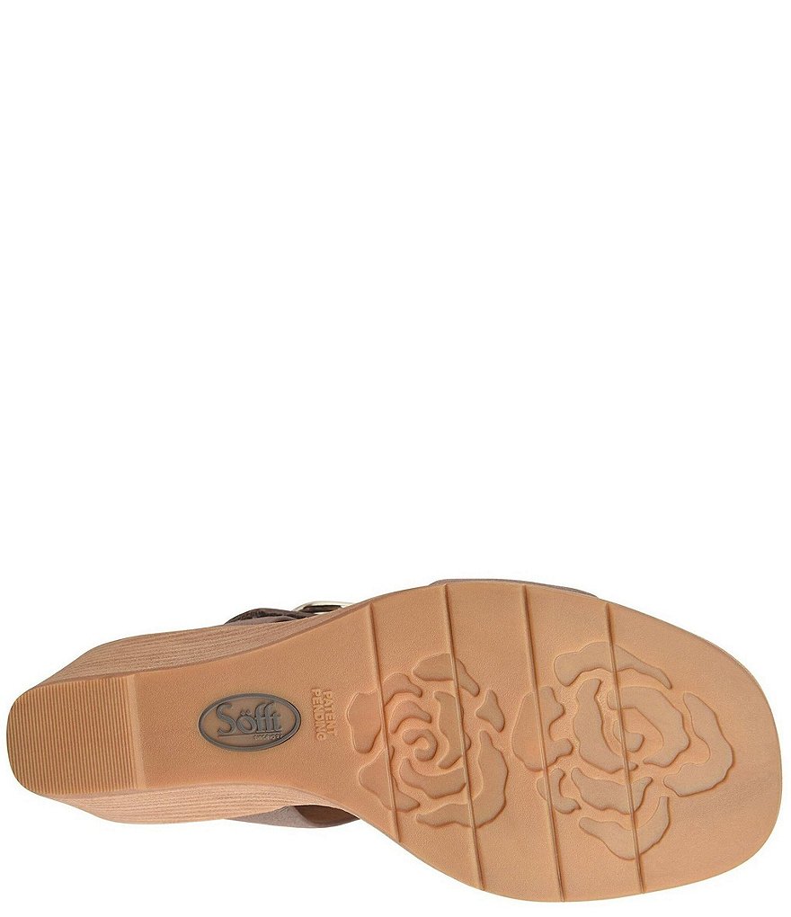 Sofft Greyston Leather Adjustable Buckle Wedge Sandals