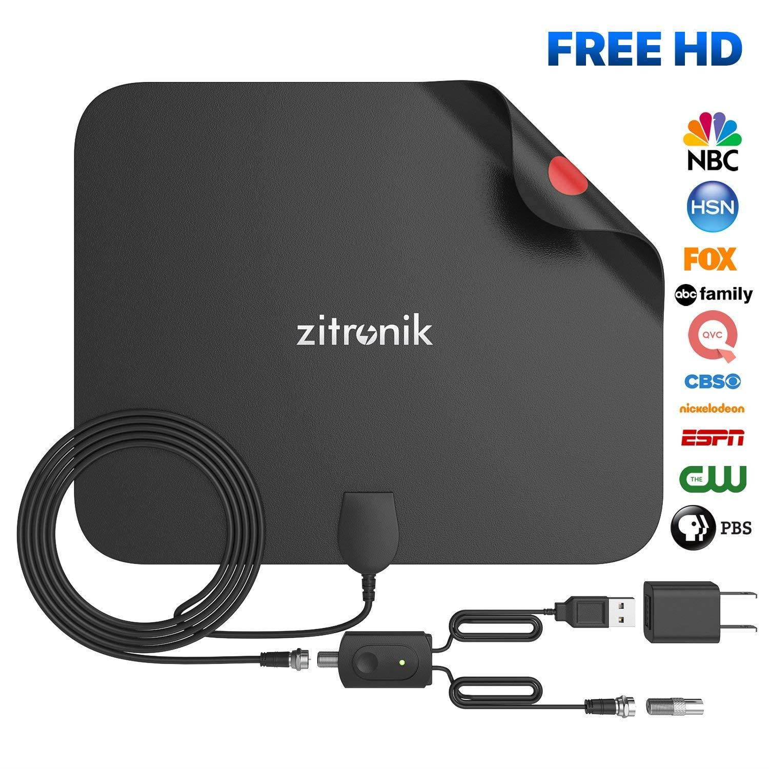 Zitronik 90876 Amplified Hd Digital TV Antenna, Small, Black