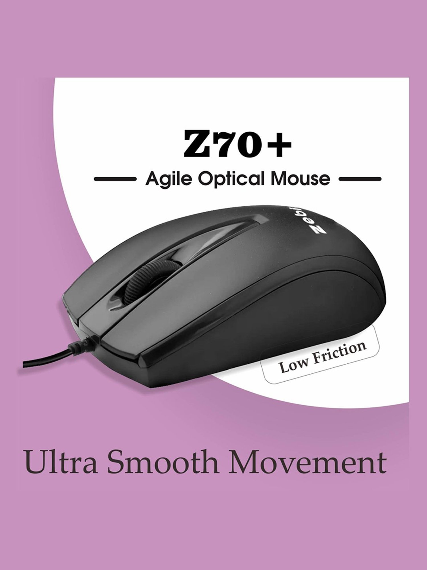 Zebion Z70 Plus Wired Optical Mouse (USB 2.0, Black)