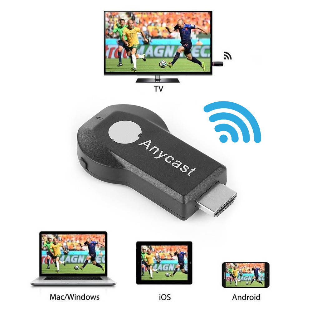AnyCast M9 Plus Wireless WiFi Display Dongle Receiver Airplay Miracast DLNA 1080P HDMI TV Stick for iPhone, Samsung, and other Android Smartphones