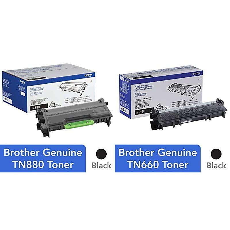 Genuine Super High Yield Toner Cartridge, TN880, Replacement Black Toner & Genuine High Yield Toner Cartridge, TN660, Replacement Black Toner, Page Yield Up to 2,600 Pages