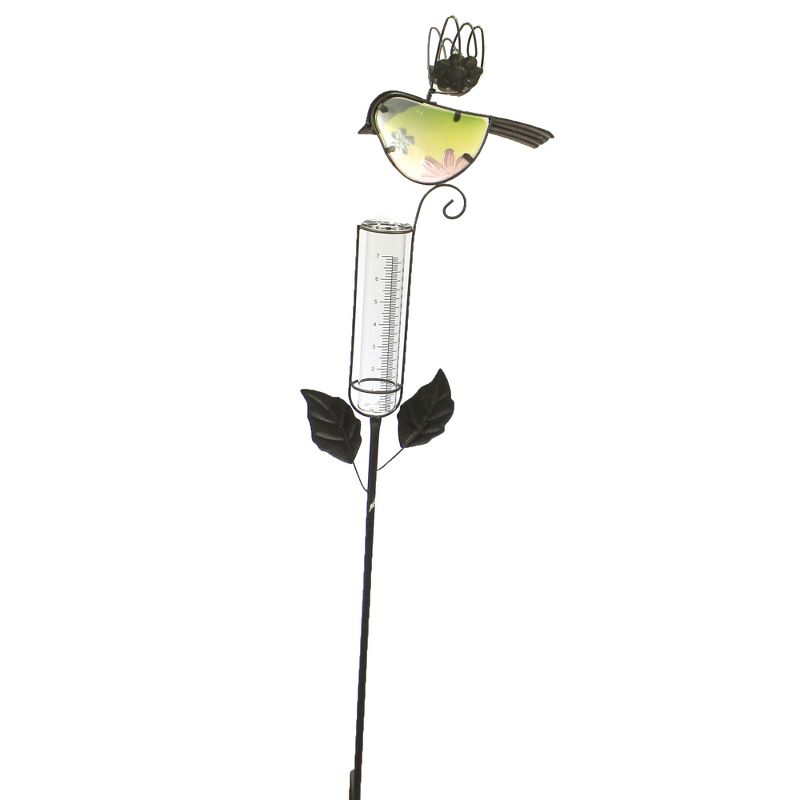 Home & Garden 39.5" Bird Rain Gauge Stake Green Measure Liquid Yard Decor Regal Art & Gift  -  Decorative Garden Stakes