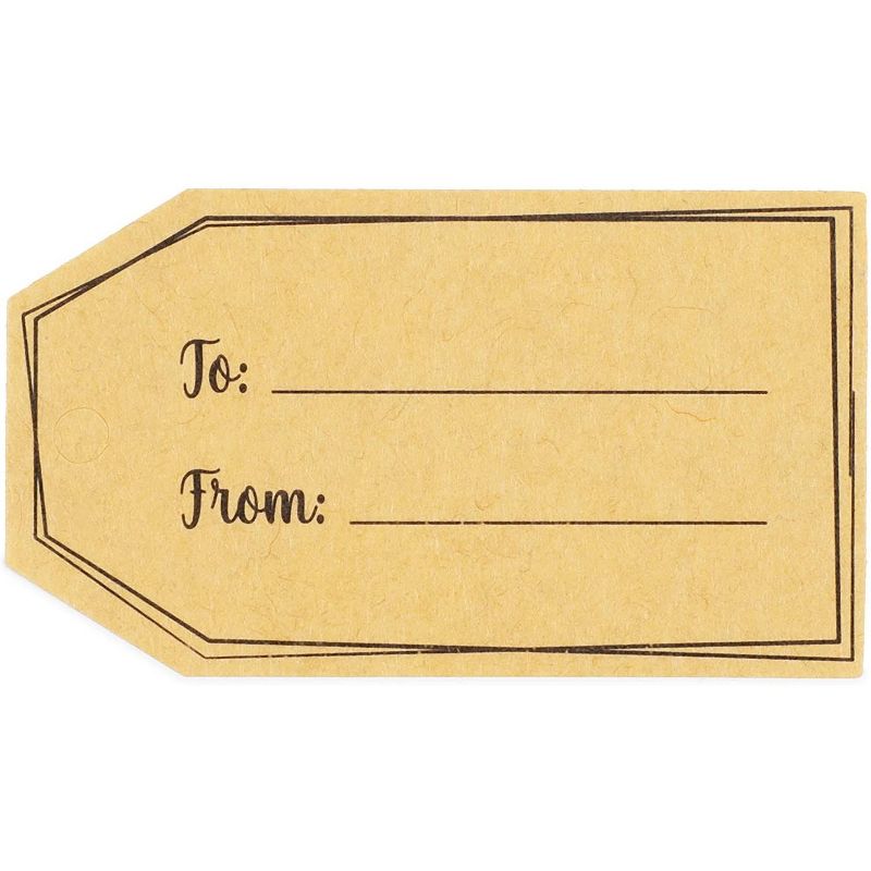 Pipilo Press 500-Pack Gift Tag Stickers Roll for Party, Brown Kraft Labels (2 x 1.15 in)