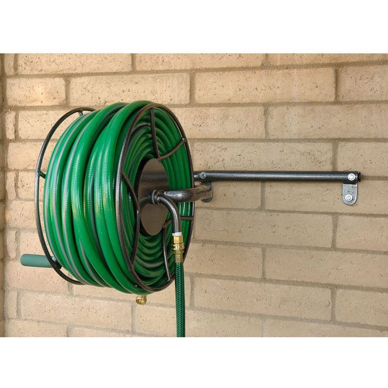 Yard Butler 100 Foot Wall Mounted Swivel Steel Construction Garden Hose Reel