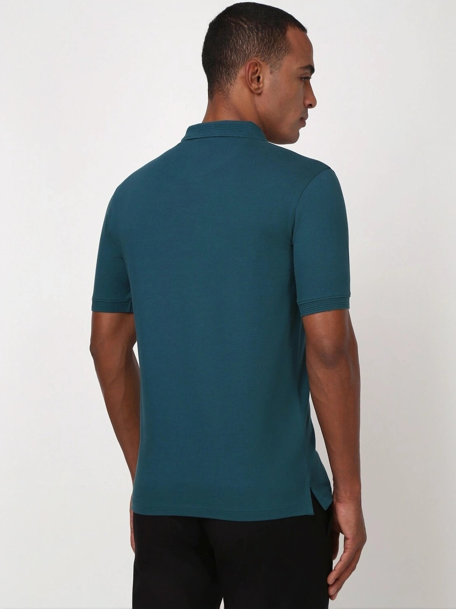 Peter England Casuals Green Cotton Regular Fit Polo T-Shirt