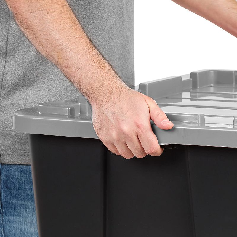 Sterilite 19434303 120 Quart Clear Plastic Storage Container Box and Lid with Blue Latches and Wheels (3 Pack)