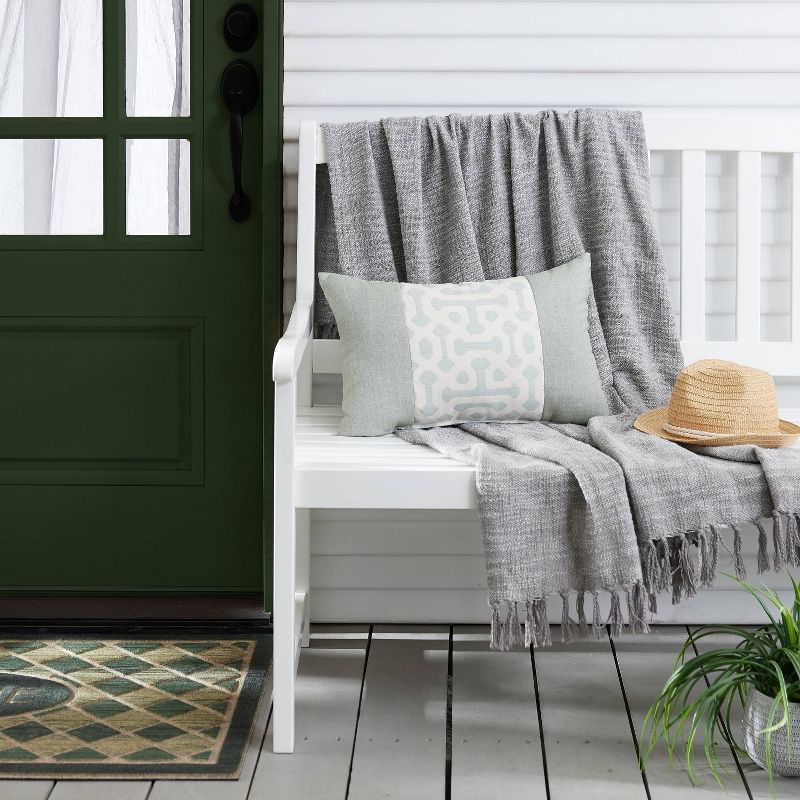 Sunbrella Geometric Outdoor Throw Pillow Green