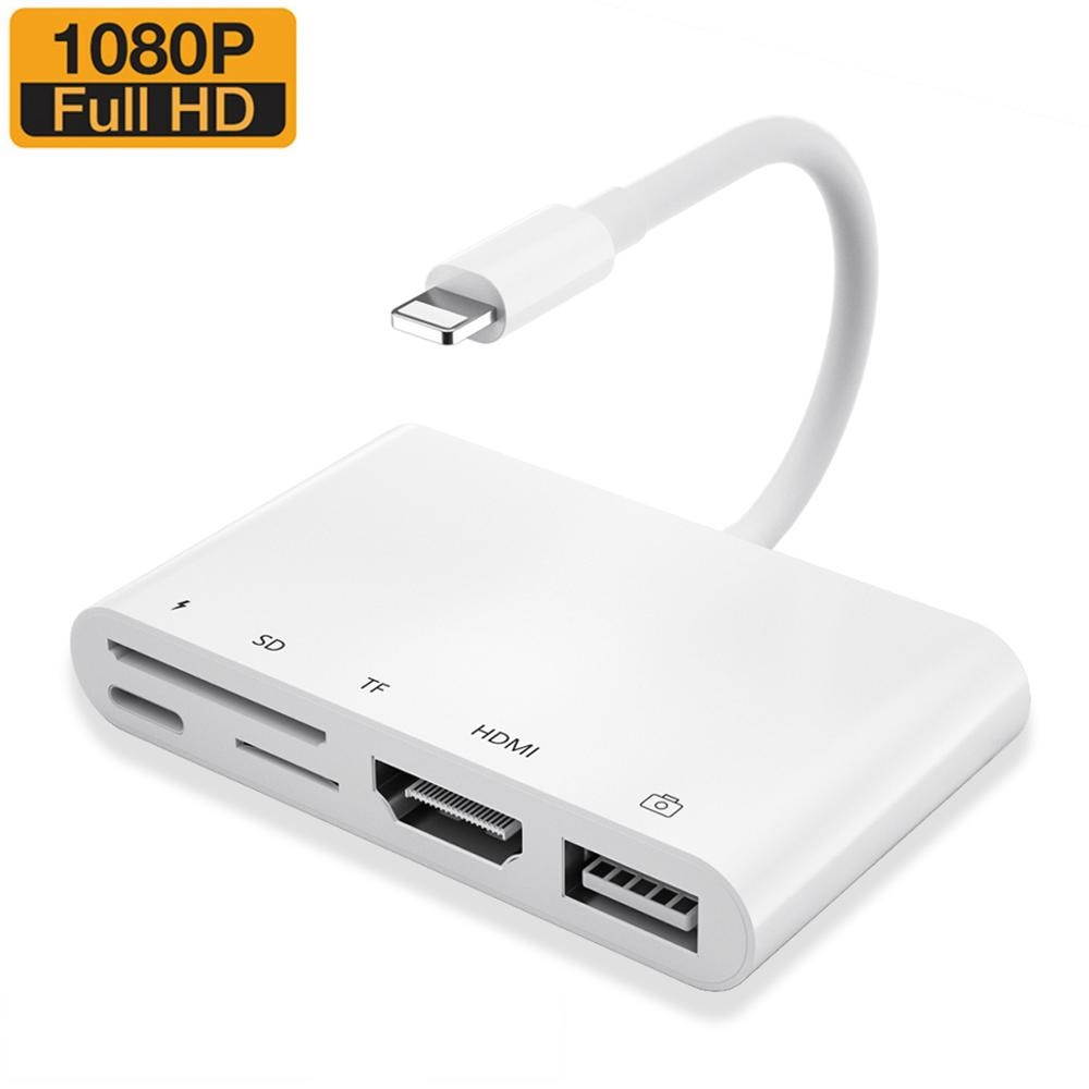 5 in 1 Multifunction Card Reader Lightning to Digital AV TV HDMI Adapter with Charging Port