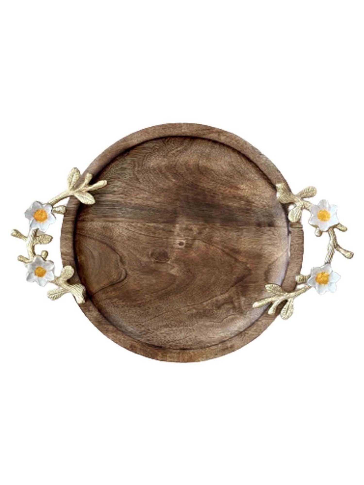 Mason Home Brown Daisy Round Wooden Tray - Large