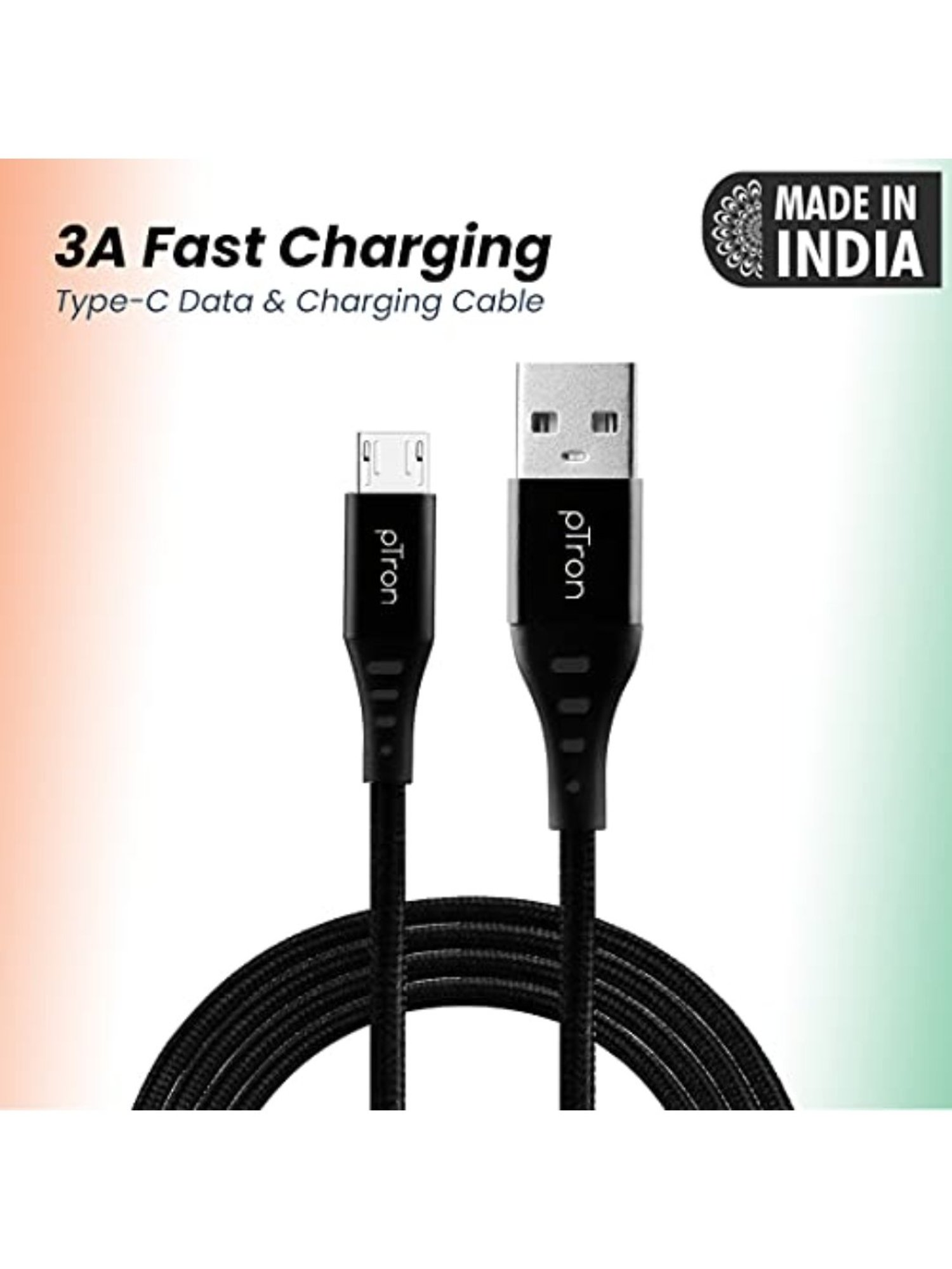 PTron Solero MB301 3A Micro USB Data & Charging Cable, 1.5 Mtr Long for Micro USB Devices (Black)