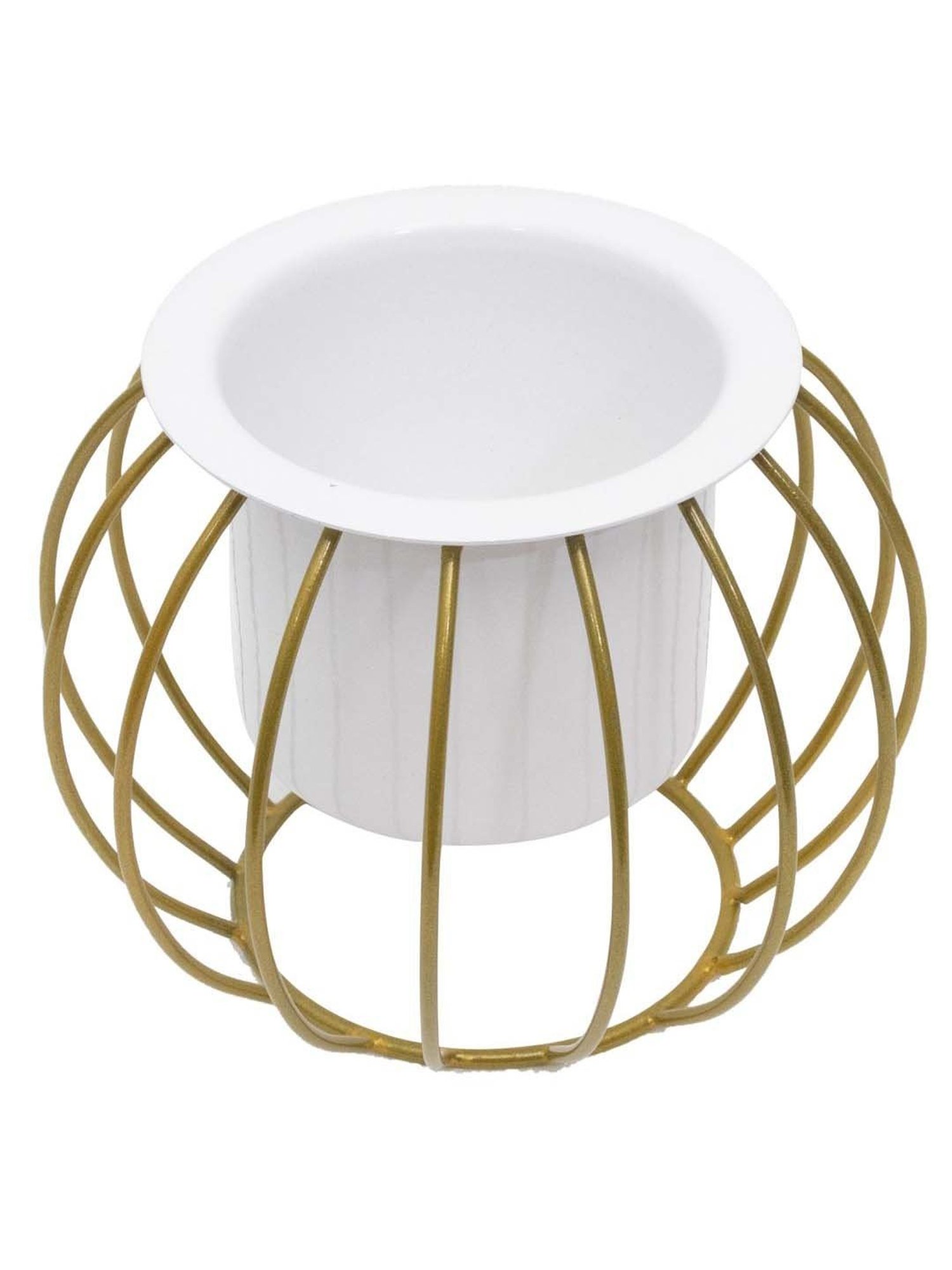 Homesake Gold & White Metal Planters Top Designer Metallic Combo Stand - Set of 2