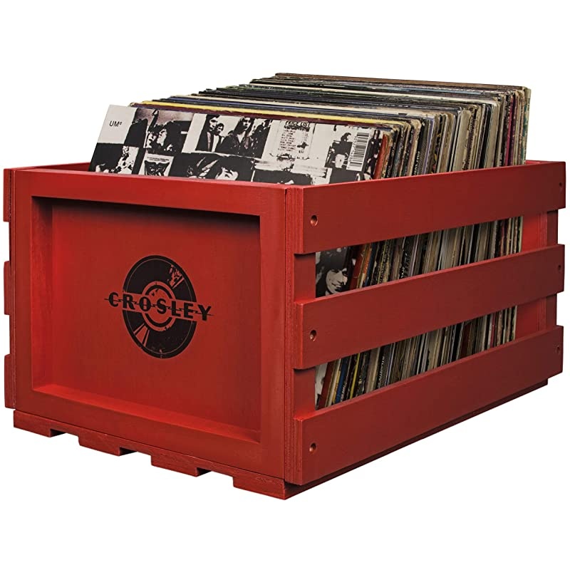 AC1004ARE Record Storage Crate Holds up to 75 Albums Red