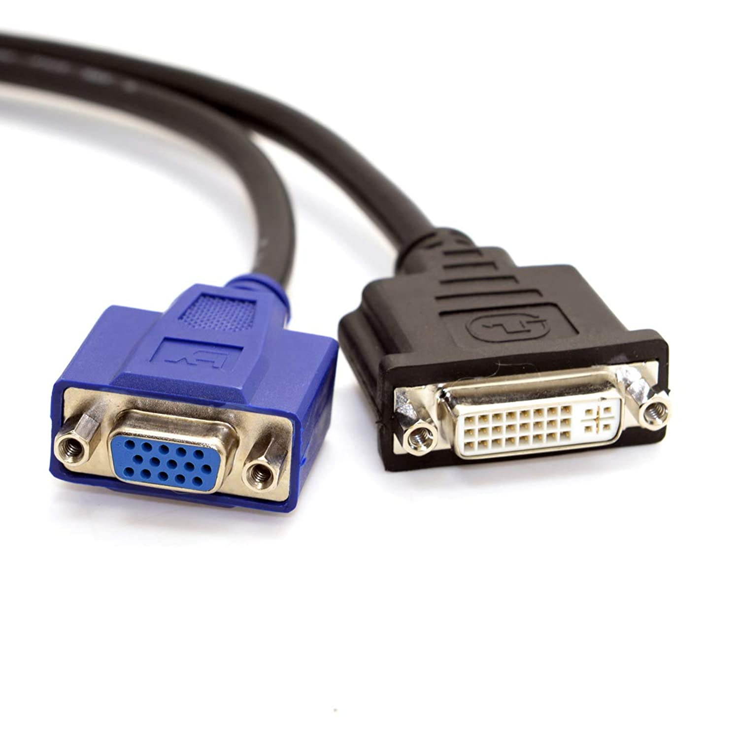 DMS 59 Pin VGA DVI Cable, CABLEDECONN DMS 59 Pin Male to DVI VGA Female Dual Monitor Extension Cable Adapter for Lhf Graphics Card (dus 59 pin Dual vga+dvi)