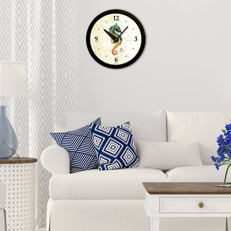 14.5" Artist Series Rich Green Seahorse Decorative Clock Black - The Chicago Lighthouse