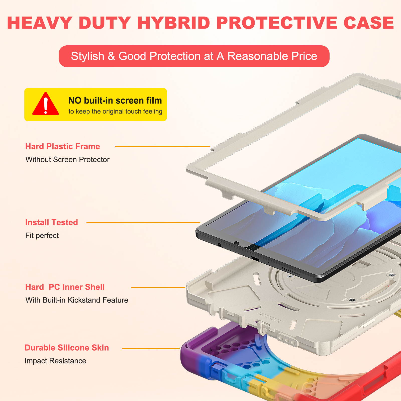 Galaxy Tab A7 Lite Case, Heavy Duty Rugged Shockproof Case with Adjustable Hand Strap, Carrying Shoulder Strap, Rotating Kickstand for Samsung galaxy Tab A7 Lite 8.7 inch 2021 Model SM-T220 SM-T225