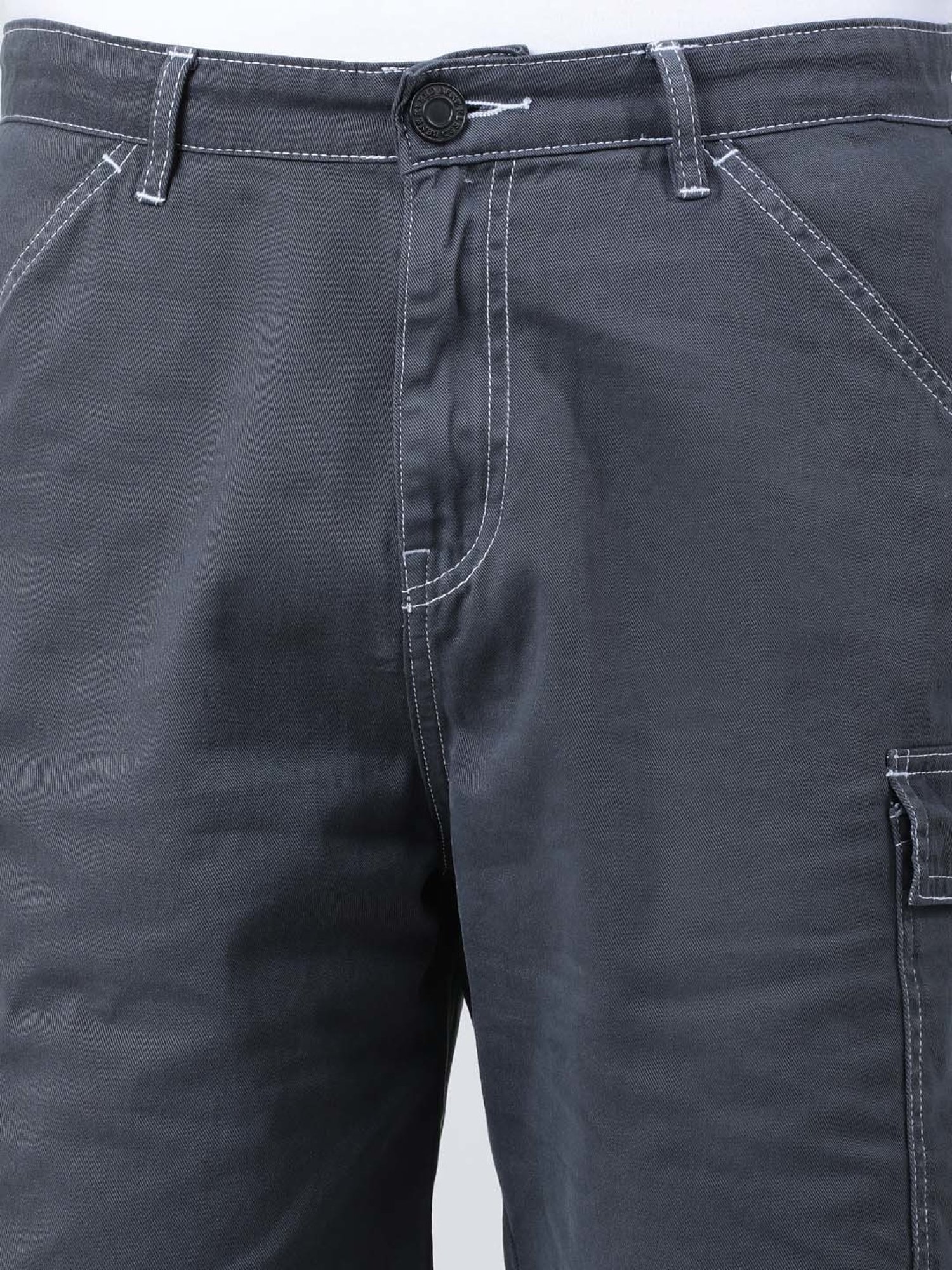 Bene Kleed Dark Grey Relaxed Fit Cotton Cargo Shorts