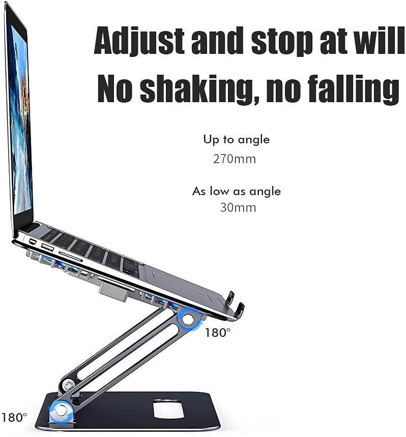 Foldable Aluminum Alloy Stand Portable Notebook Cooler Stand Dual Fan Cooling Double-Layer Computer Stand(Gray)