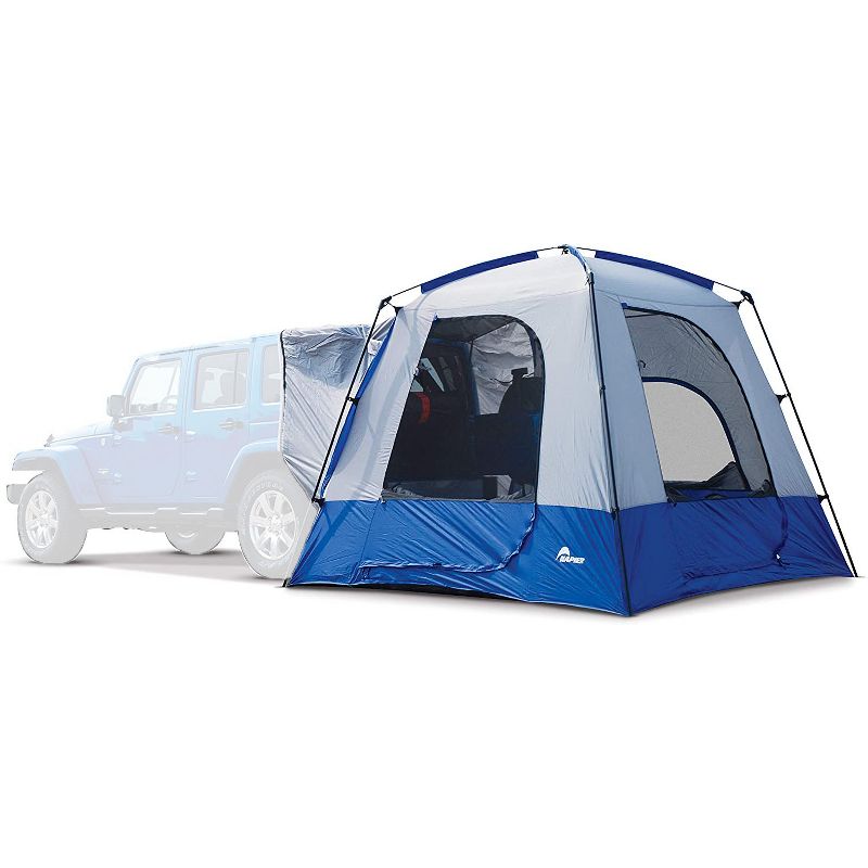 Napier Sportz 9 x 9 x 7.25 Foot Universal CUV/SUV/Van Vehicle Cargo Portable 3 Season 5 Person Outdoor Camping Ground Tent with Awning, Blue/Gray