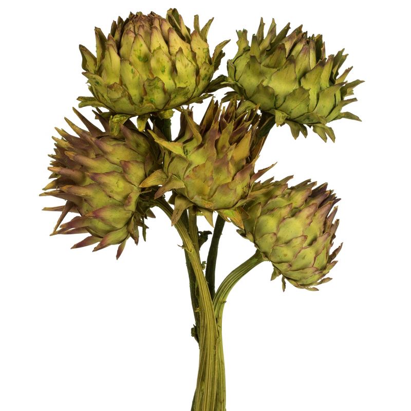 Vickerman 12" Basil Artichokes- Decorative Nat Stem, 5 stems, Dried