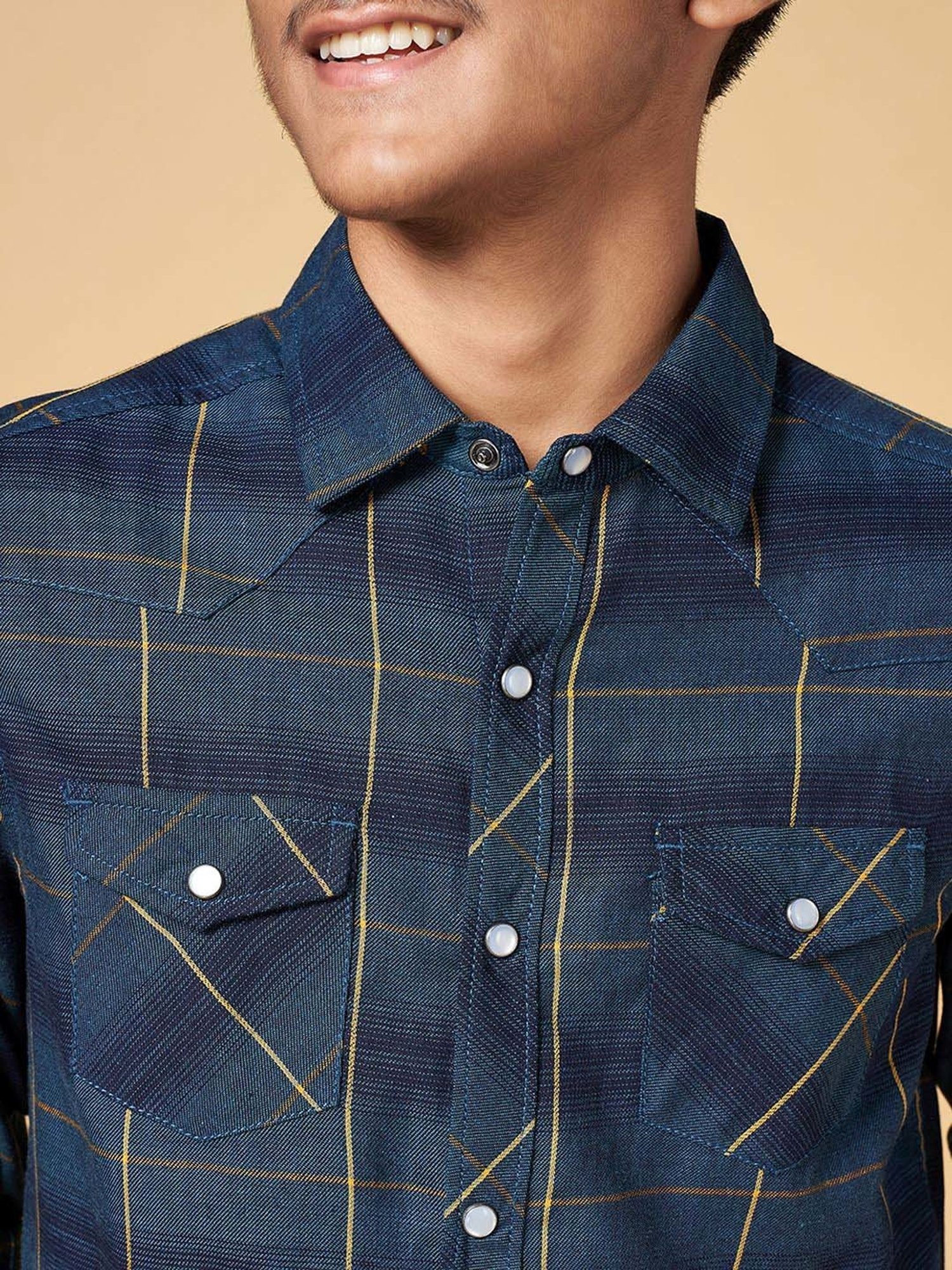 Coolsters by Pantaloons Kids Blue Cotton Chequered Full Sleeves Shirt