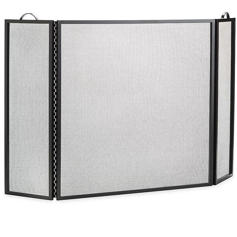 Plow & Hearth - Classic Tri-Fold Flat-Guard Fireplace Fire Screen, 50''W x 30''H