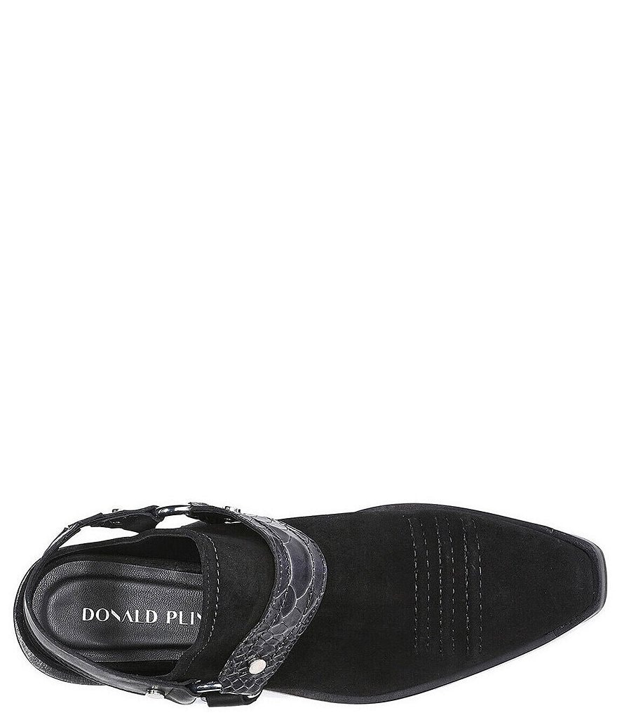 Donald Pliner Mazzy Suede Snake Print Harness Western Mule Shooties